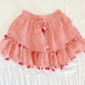 Revolve Majorelle Pom Pom Calypso Skirt in Blush